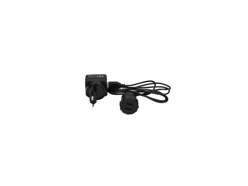 Power Dot micro rond - 2x USB chrgr - 1,5m USB-kabel met adapter - zwart