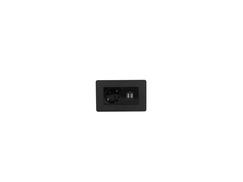 Evia - 1x 230V RA + 2x USB chrgr - 1m GST - zwart