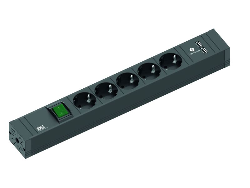 Connect Line - 5x 230V RA + 1x schakelaar - 2x USB chrgr - 2 m met RA stekker