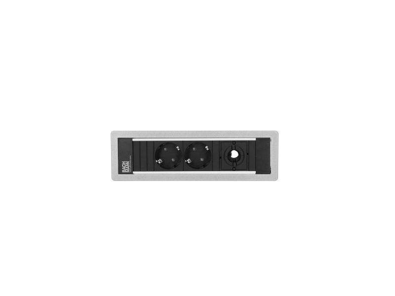 Power Frame - 2x 230V RA + 2x USB chrgr (mod.) + 1x HDMI kabeldrvr - 0,2 m GST o.g. - zilvergrijs