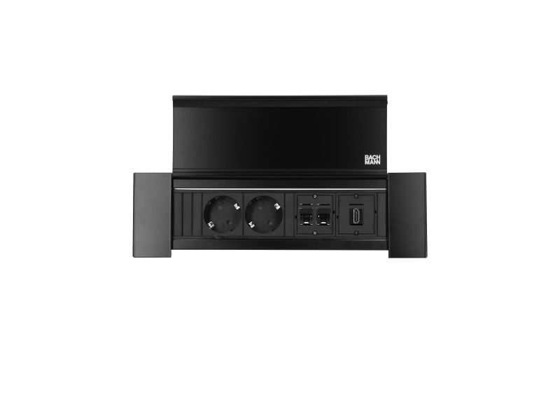 Power Frame - 2x 230V RA + 2x Cat6U b/b + 1x HDMI b/b - 0,2 m GST - cover zwart