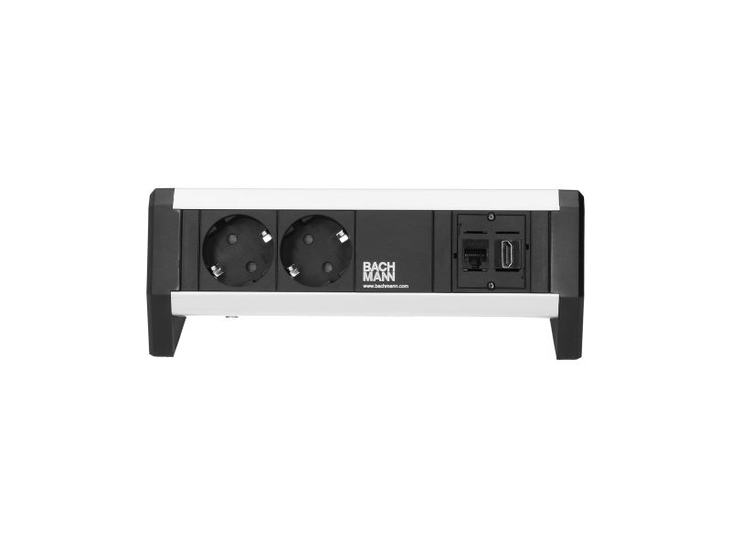 Desk 1 - 2x 230V RA + 1x Cat6U b/b + 1x HDMI b/b - 1m GST - incl. klem - zwart/alu