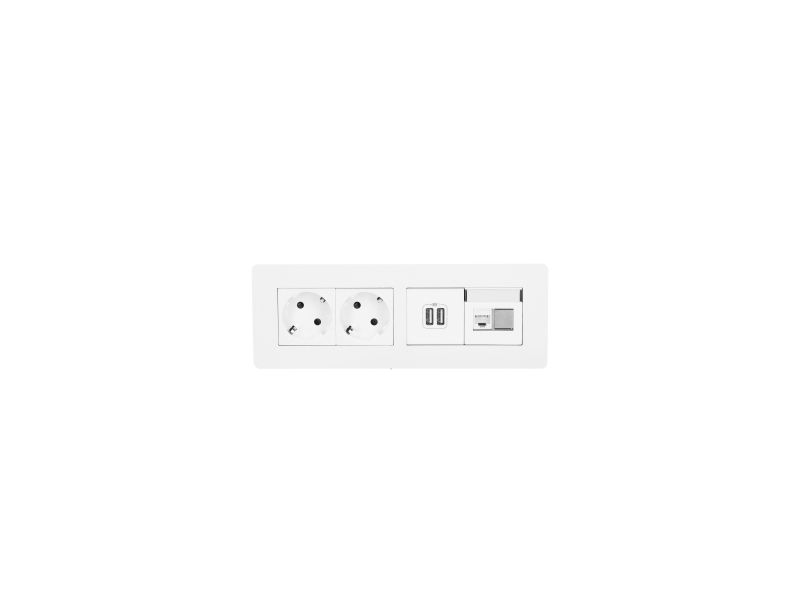 OCS Evia - 2x 230V RA + 2x USB charger + 1x Cat6U - 1m GST o.g. - wit