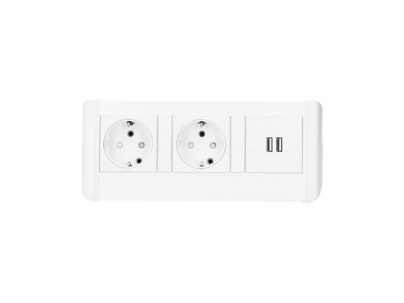 Harmony - 2x 230V RA + 2x USB charger - 1 m GST o.g. - inclusief klem ≤ 32 mm  - wit