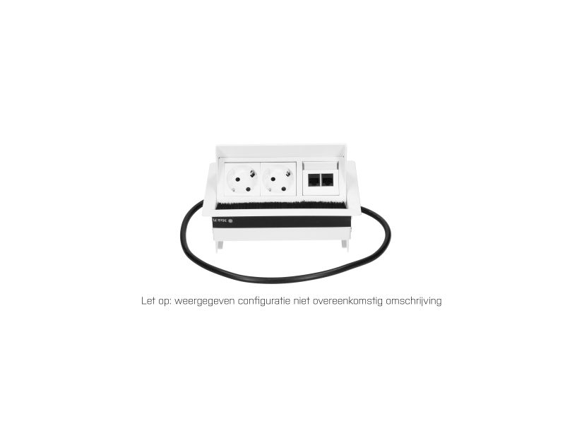 Rhodos - 2x 230V RA + 1x USB A/C chrgr - 1m GST o.g. - wit RAL9016