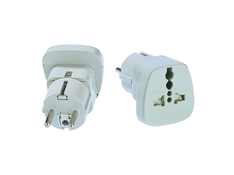 Reisstekker - plug pin: hybride (CEE7/7) - socket: universeel - wit